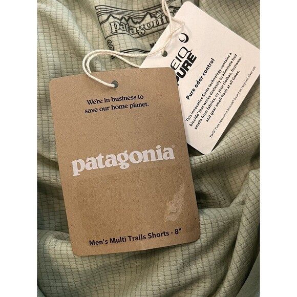 Patagonia Mens Shorts Size Small Multi Trails Running Hiking Green NWT - Picture 6 of 8